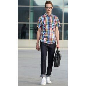 Paul & Shark Yachting Multicolor Gingham Short Sleeve Shirt Men's XL